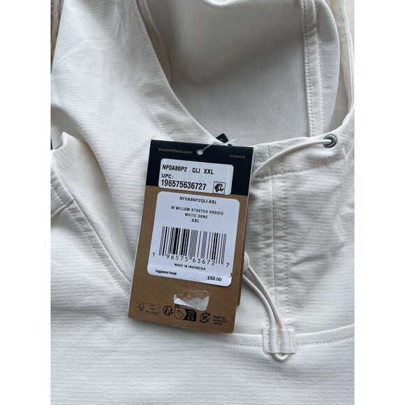 North Face Women’s Willow Stretch Hoodie White Dune Size XXL NWT - Picture 2 of 6